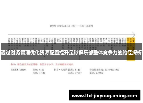 通过财务管理优化资源配置提升足球俱乐部整体竞争力的路径探析